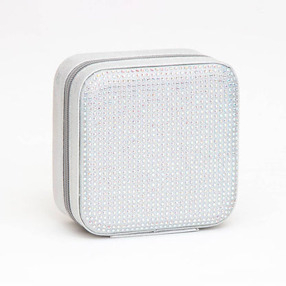 Bling Studded Square Travel Jewelry Organizer Box