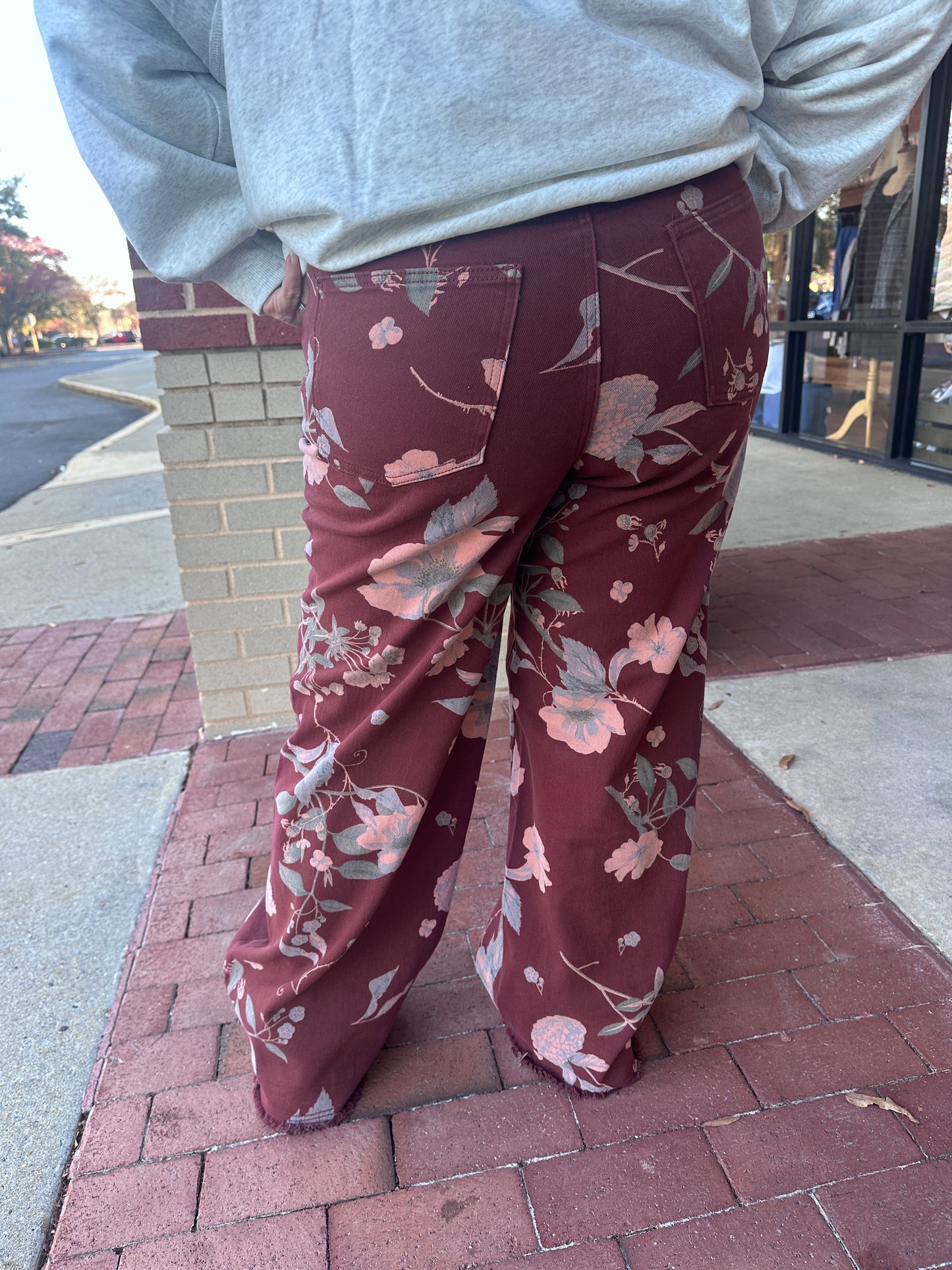 Flower Print Wide Leg Pants (Easel)