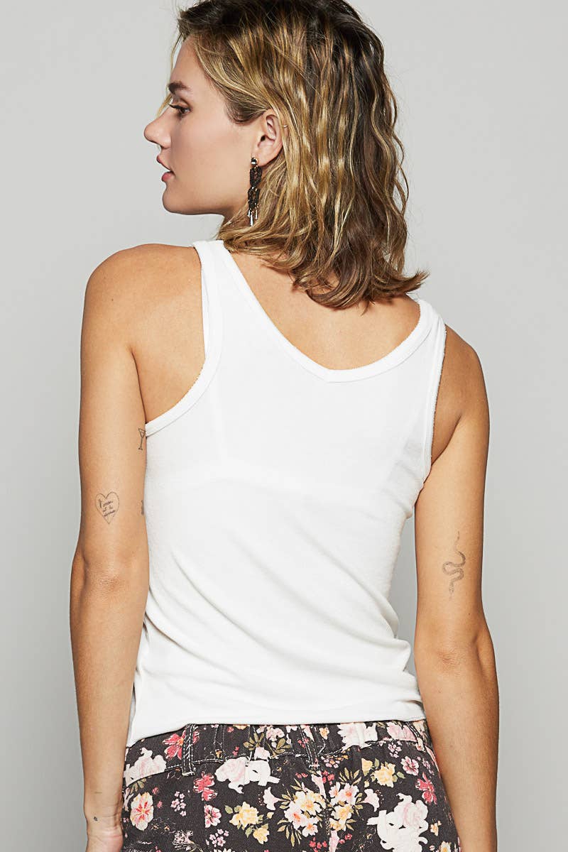 V-neck Sleeveless Ribbed Tank (POL)