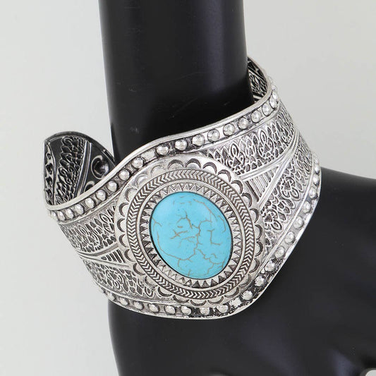 Antique Stone Sun Cuff Bracelet