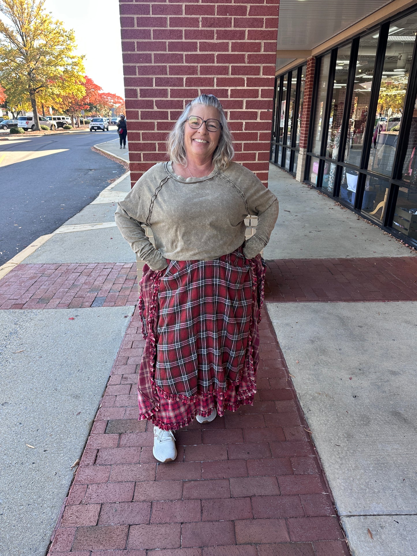 Plaid Asymmetrical Hem Layered Skirt (OLI&HALI)