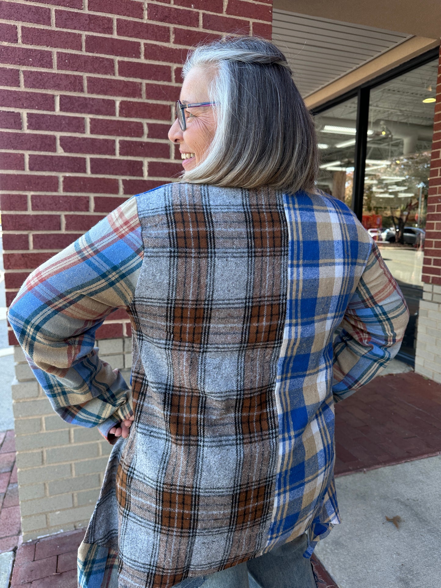 Patchwork Plaid Tunic: Soft Tone Flannel