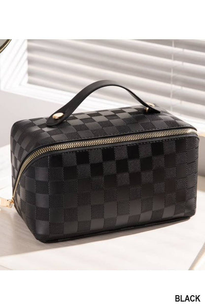 CHECKERED PATTERN MAKEUP BAG SOLID BAG