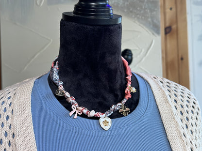 Pink Bow Charm Necklace