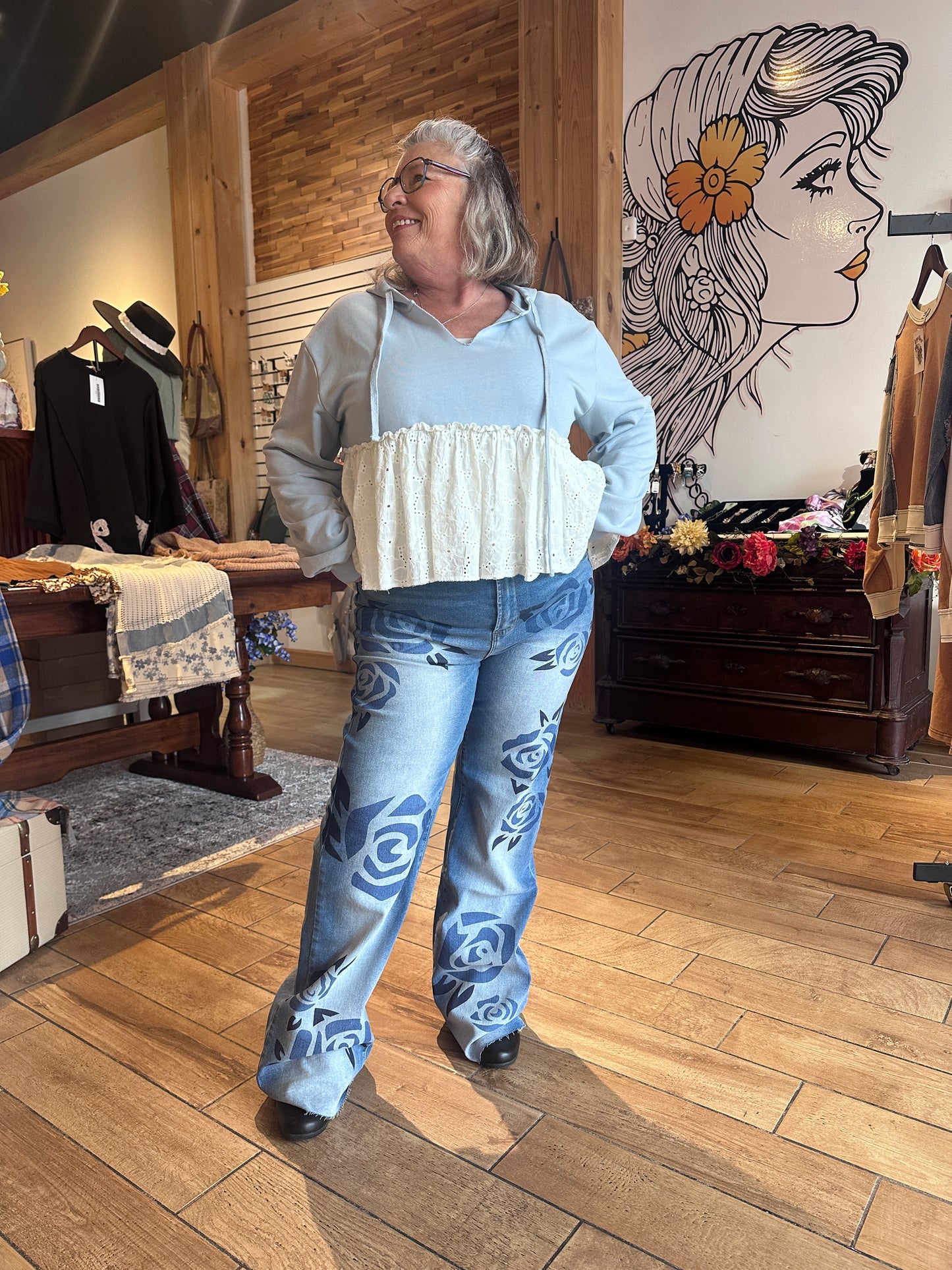 Printed Rose Jeans (OLI&HALI)