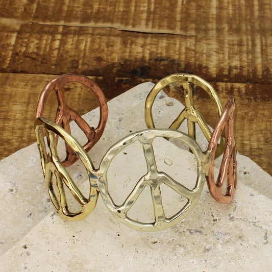 Boho Vibes Mixed Metal Peace Sign Bracelet