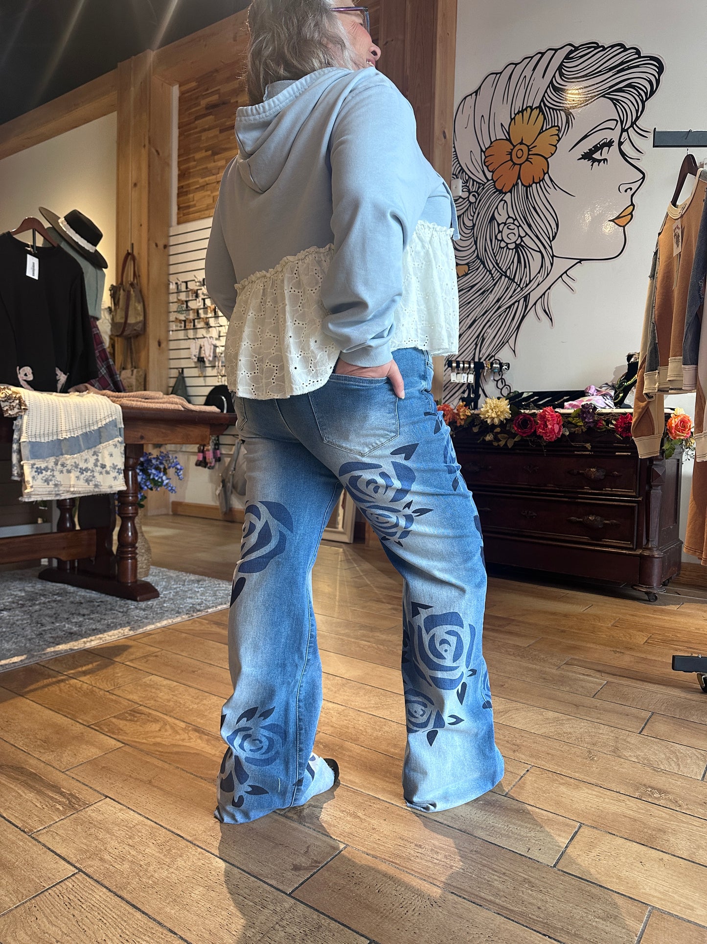 Printed Rose Jeans (OLI&HALI)