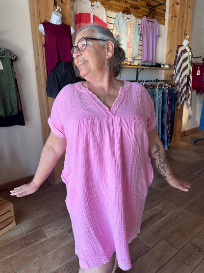 Cotton Gauze Mini Dress