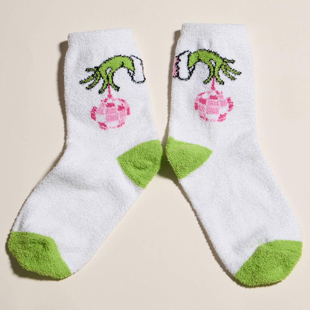 4Pairs Green Monster Grinch Christmas Bundle Gift Socks Set