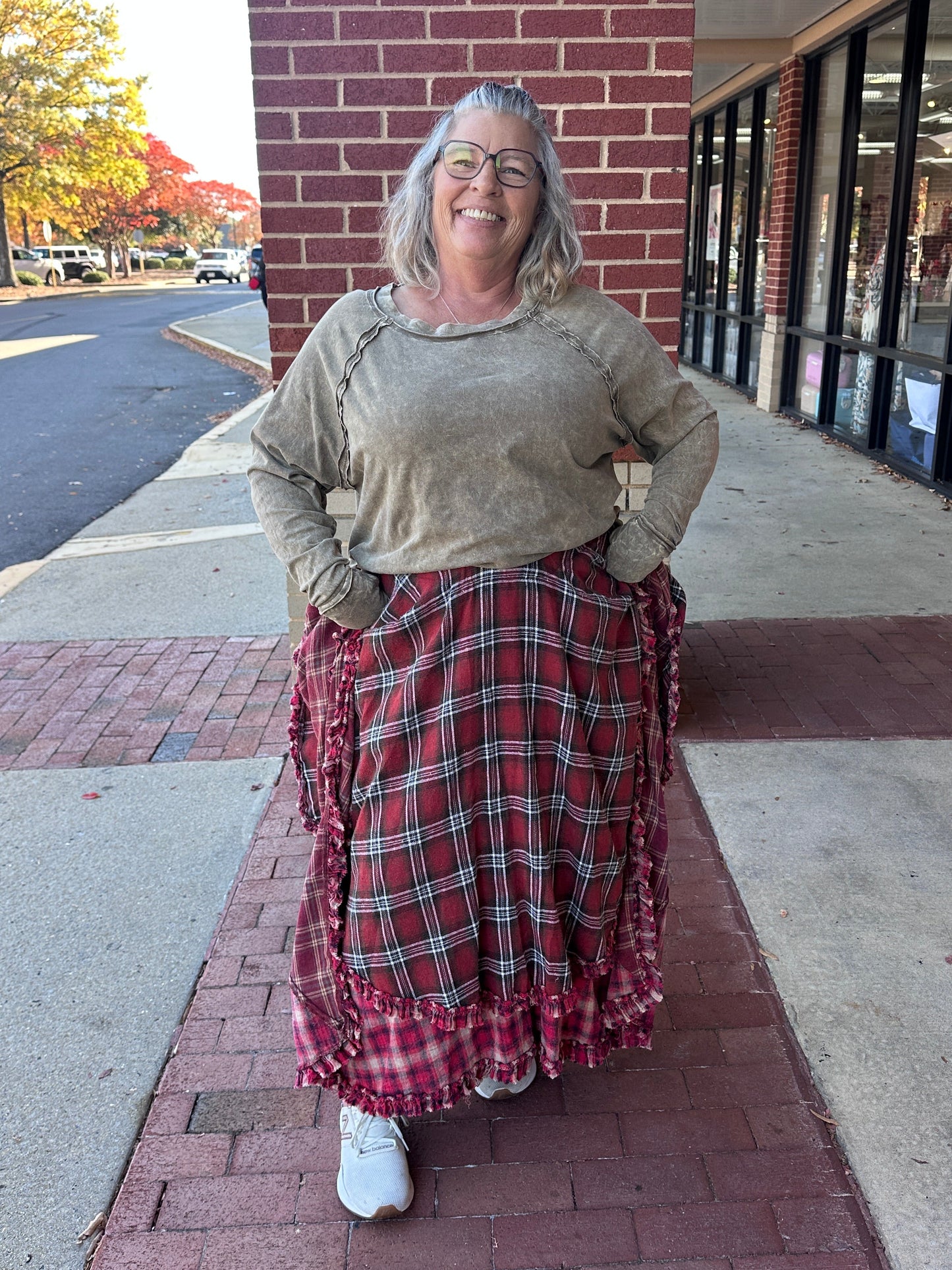 Plaid Asymmetrical Hem Layered Skirt (OLI&HALI)