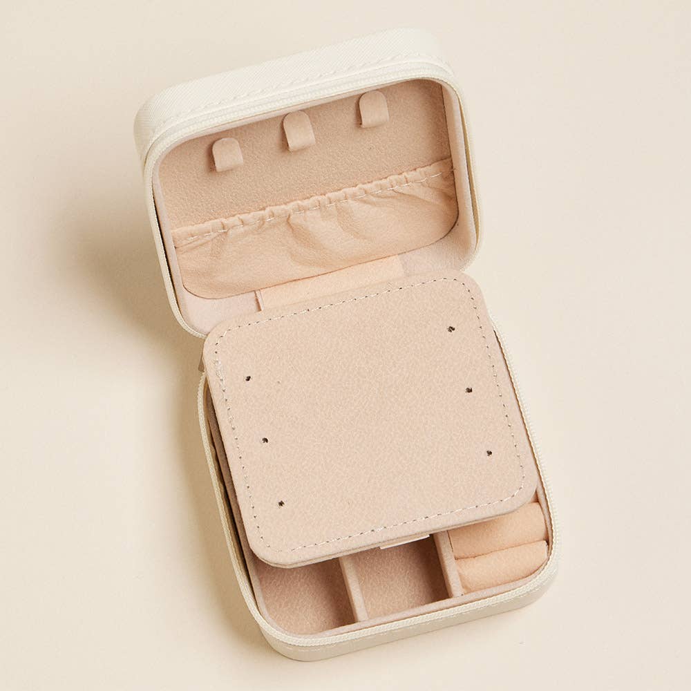 Pink Bow Pattern Portable Square Jewelry Box