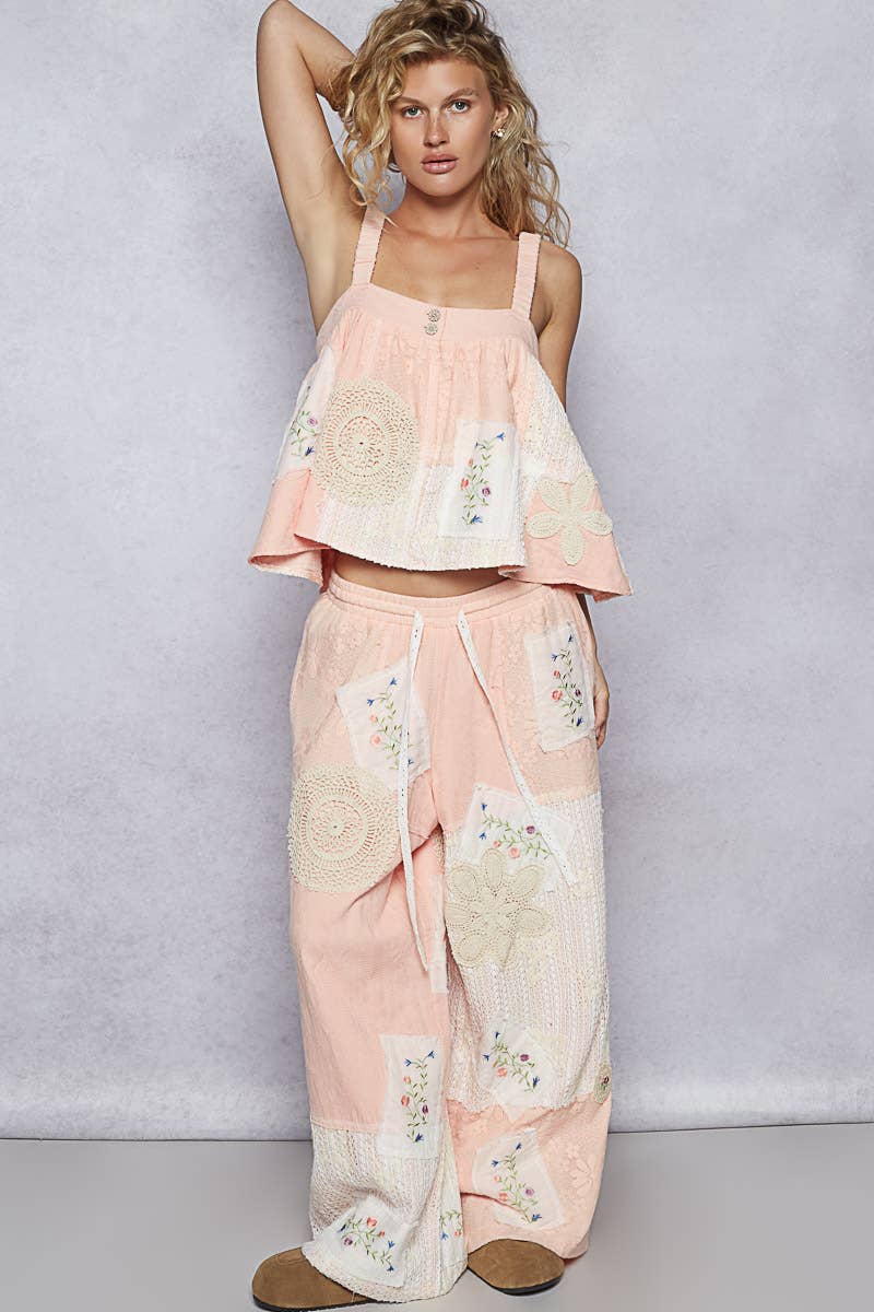 Sleeveless solid strap double gauze Top (POL)