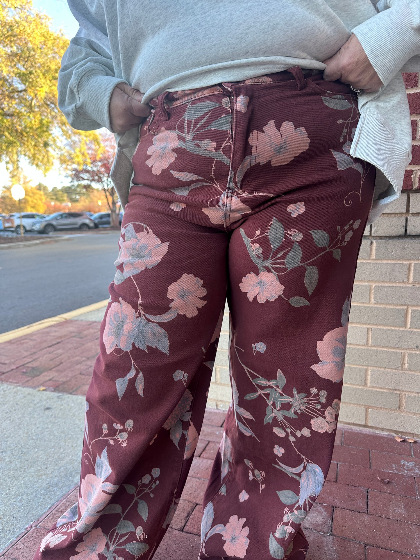 Flower Print Wide Leg Pants (Easel)