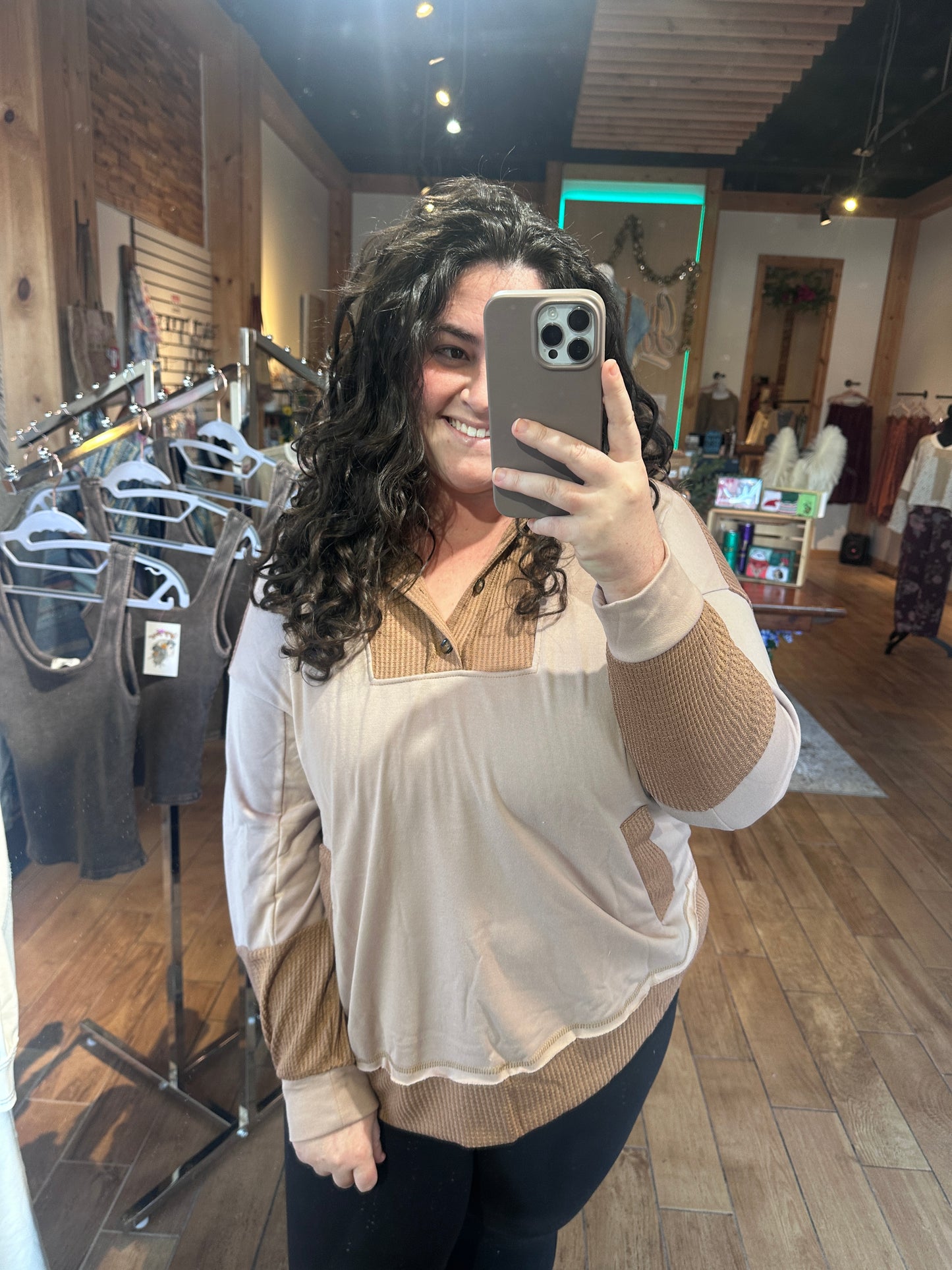 Curvy Waffle Knit Hoodie