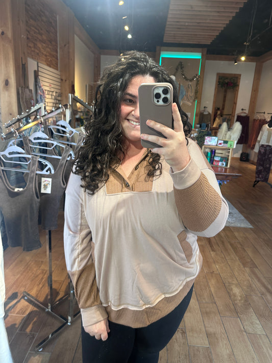 Curvy Waffle Knit Hoodie