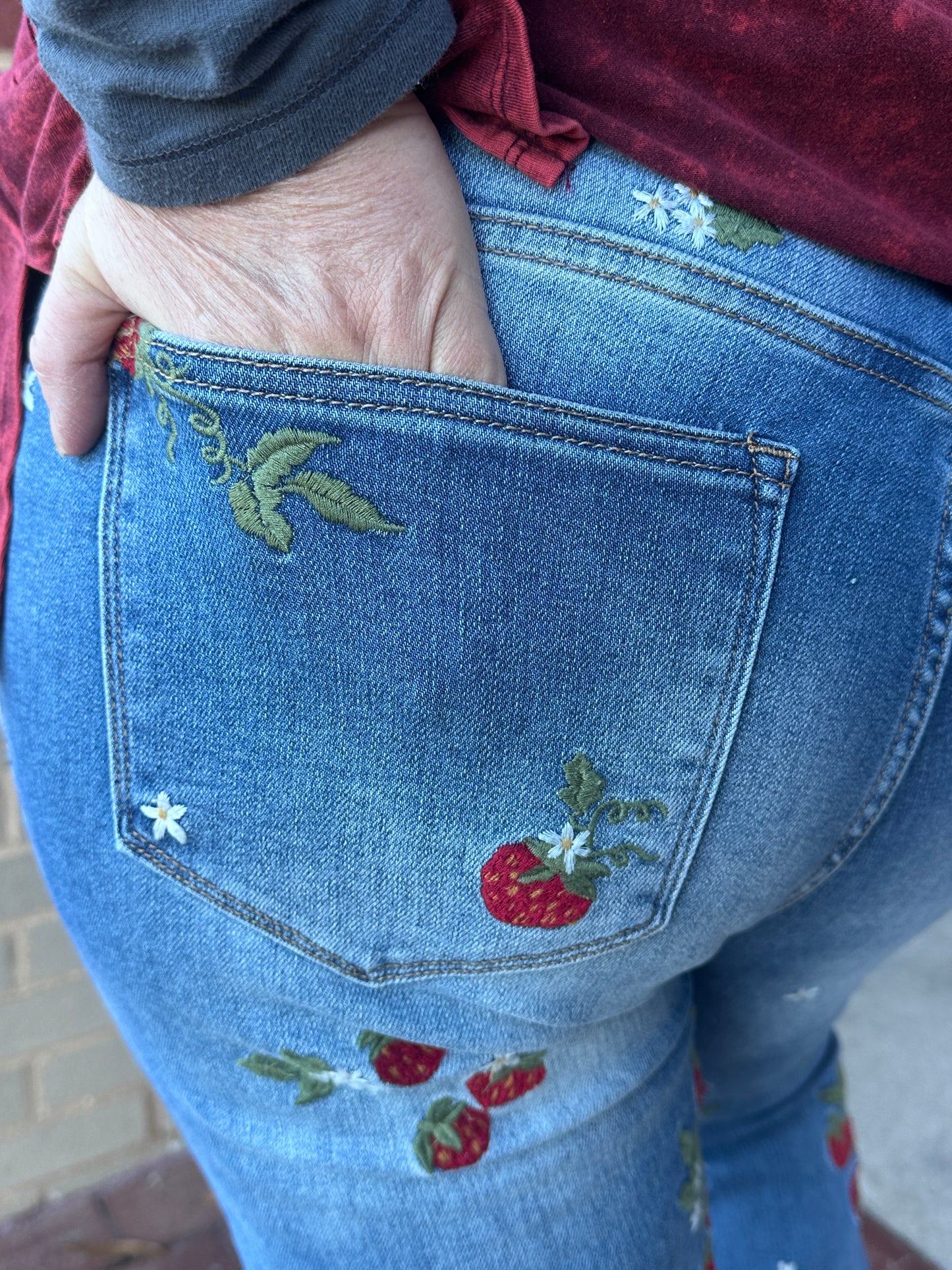 Strawberry Embroidered Jeans (OLI&HALI)