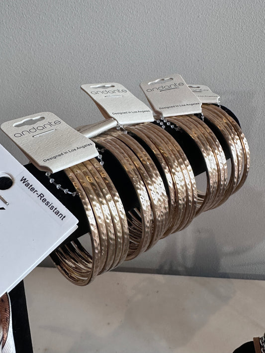Bangles Hammered Gold Set of 5 Bracelets