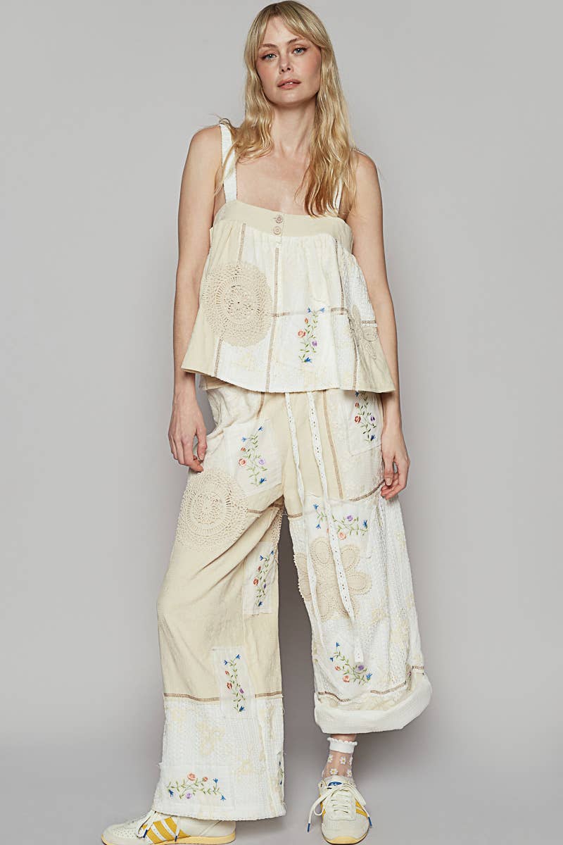 Sleeveless solid strap double gauze Top (POL)