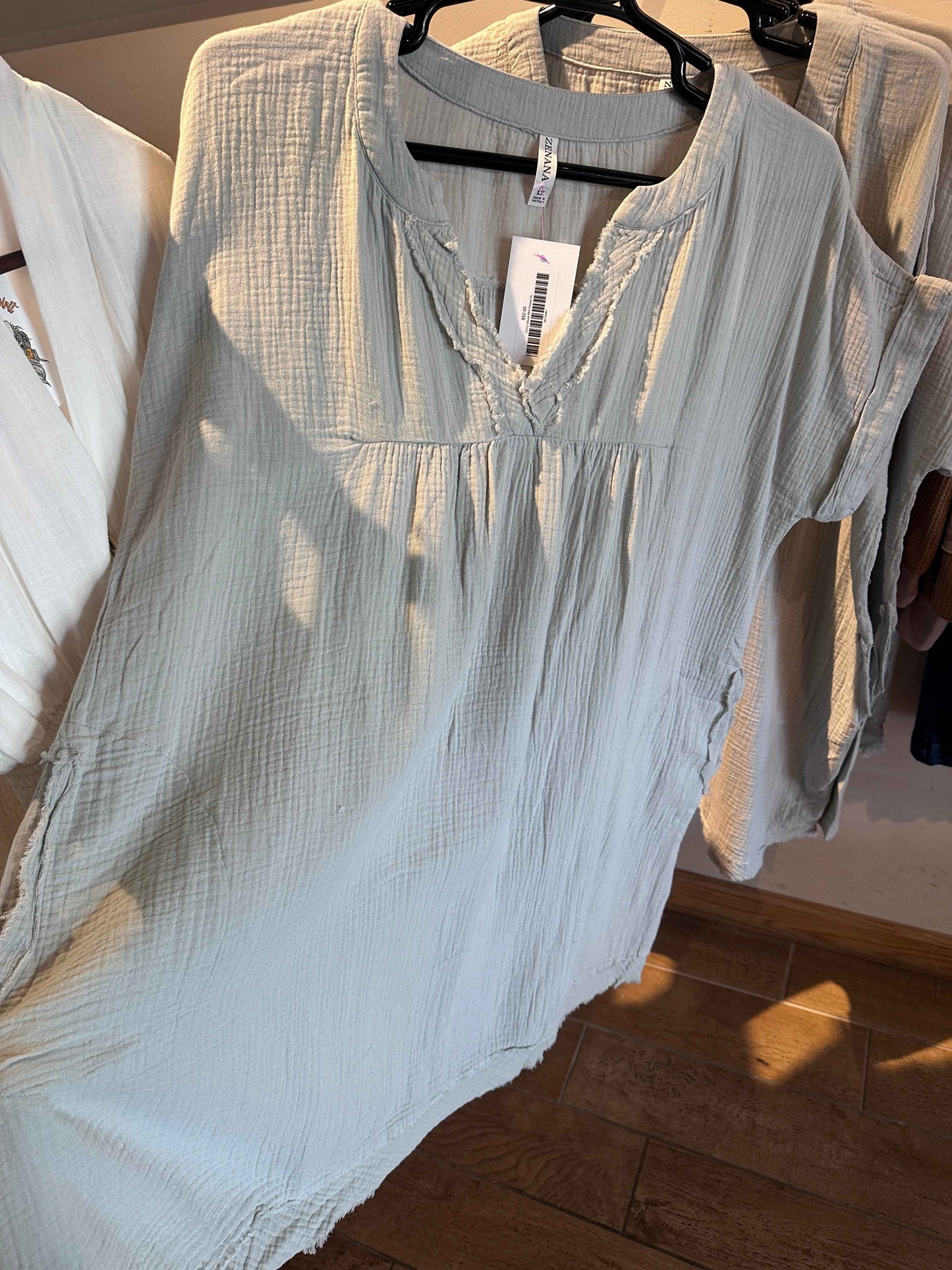 Curvy Gauze Mini Dress