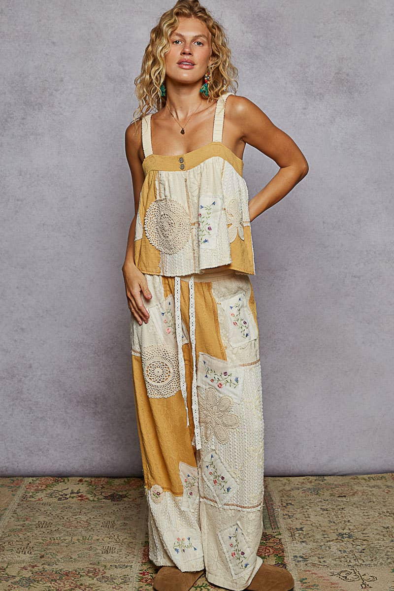 Sleeveless solid strap double gauze Top (POL)