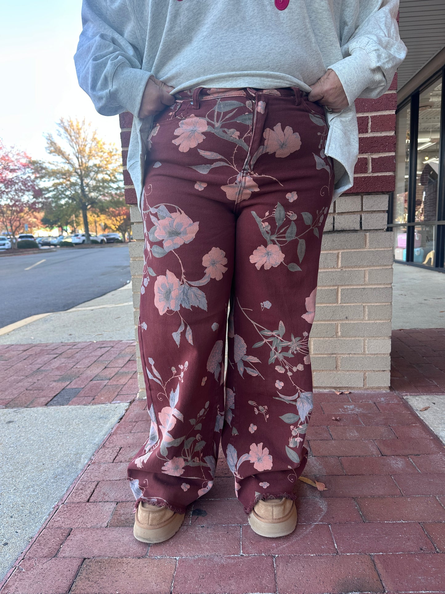Flower Print Wide Leg Pants (Easel)