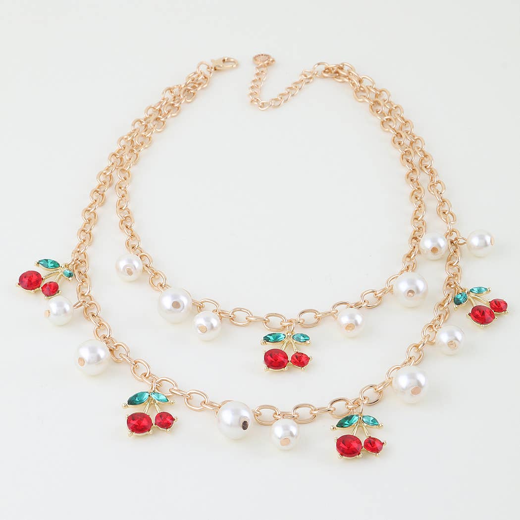 Multi Cherry Pearl Beaded Necklace