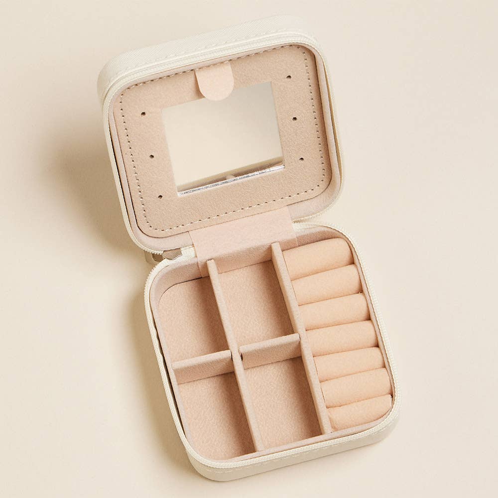 Pink Bow Pattern Portable Square Jewelry Box