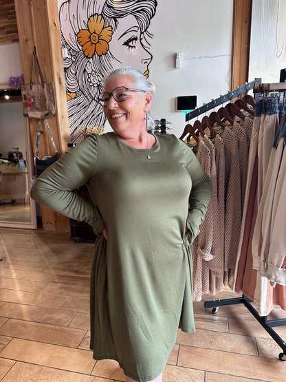 Jake Long Sleeve Crewneck Dress