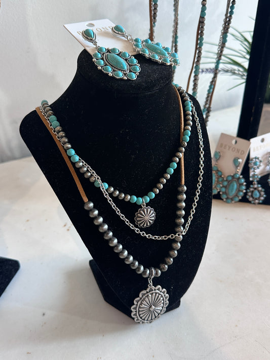 Turquoise Layered Necklace Set
