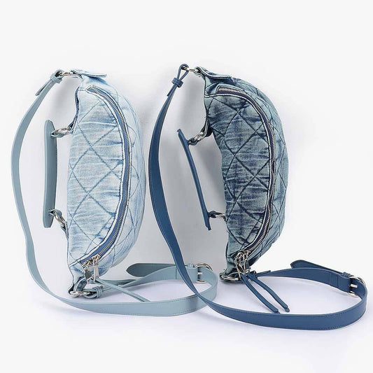 Quilted Washed Denim Crossbody Bag