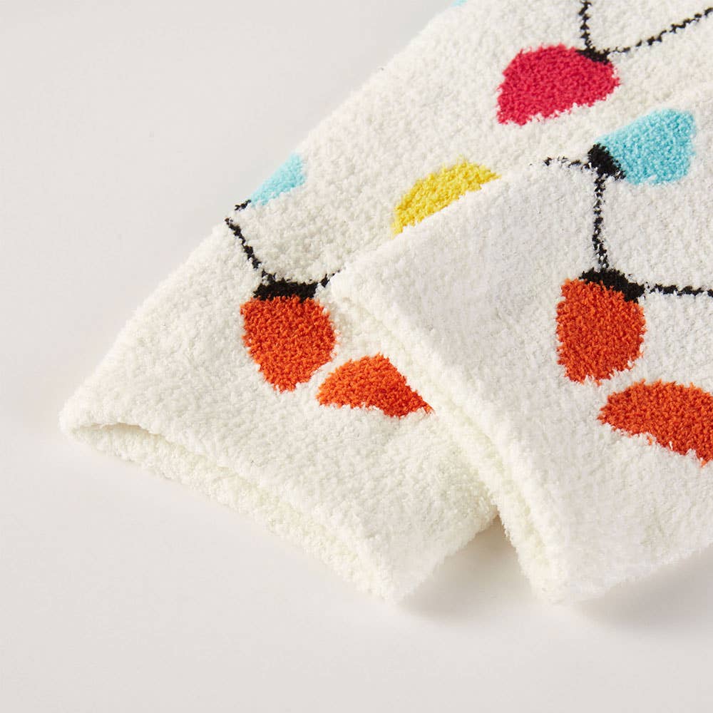 Cherry Holiday Light Fun Pattern Cozy Socks Gift Set