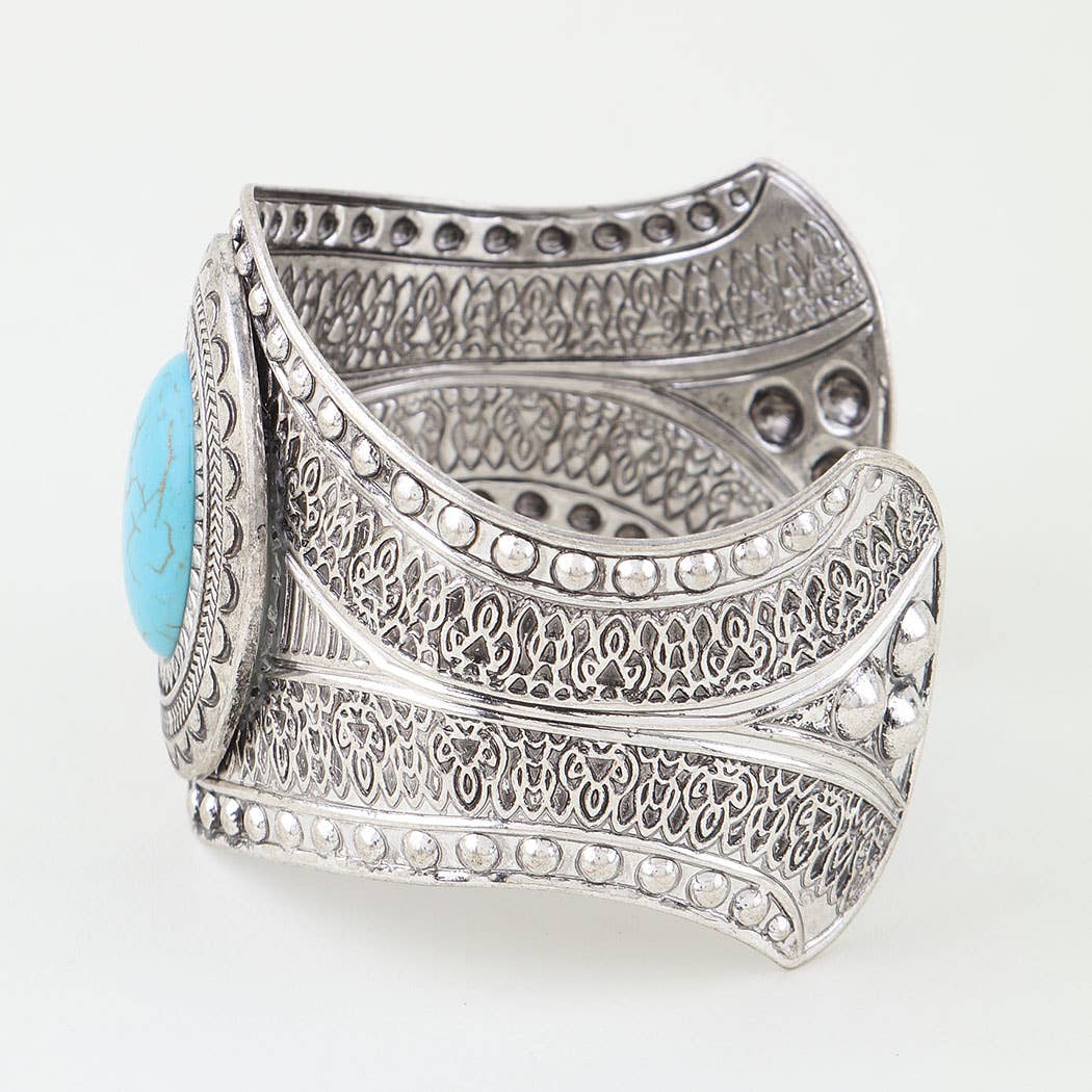 Antique Stone Sun Cuff Bracelet
