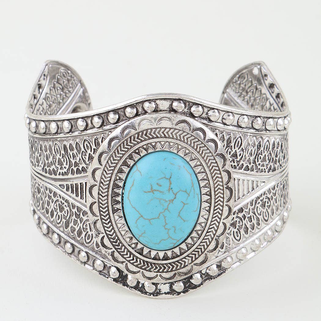 Antique Stone Sun Cuff Bracelet