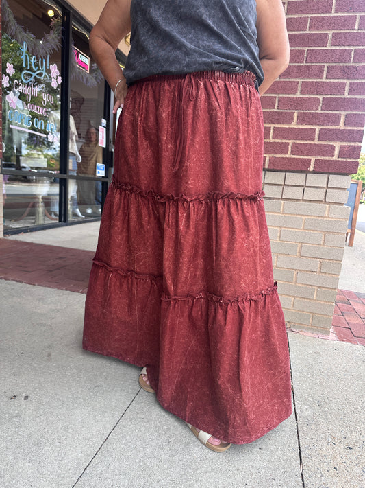 Curvy Vintage Washed Maxi Skirt