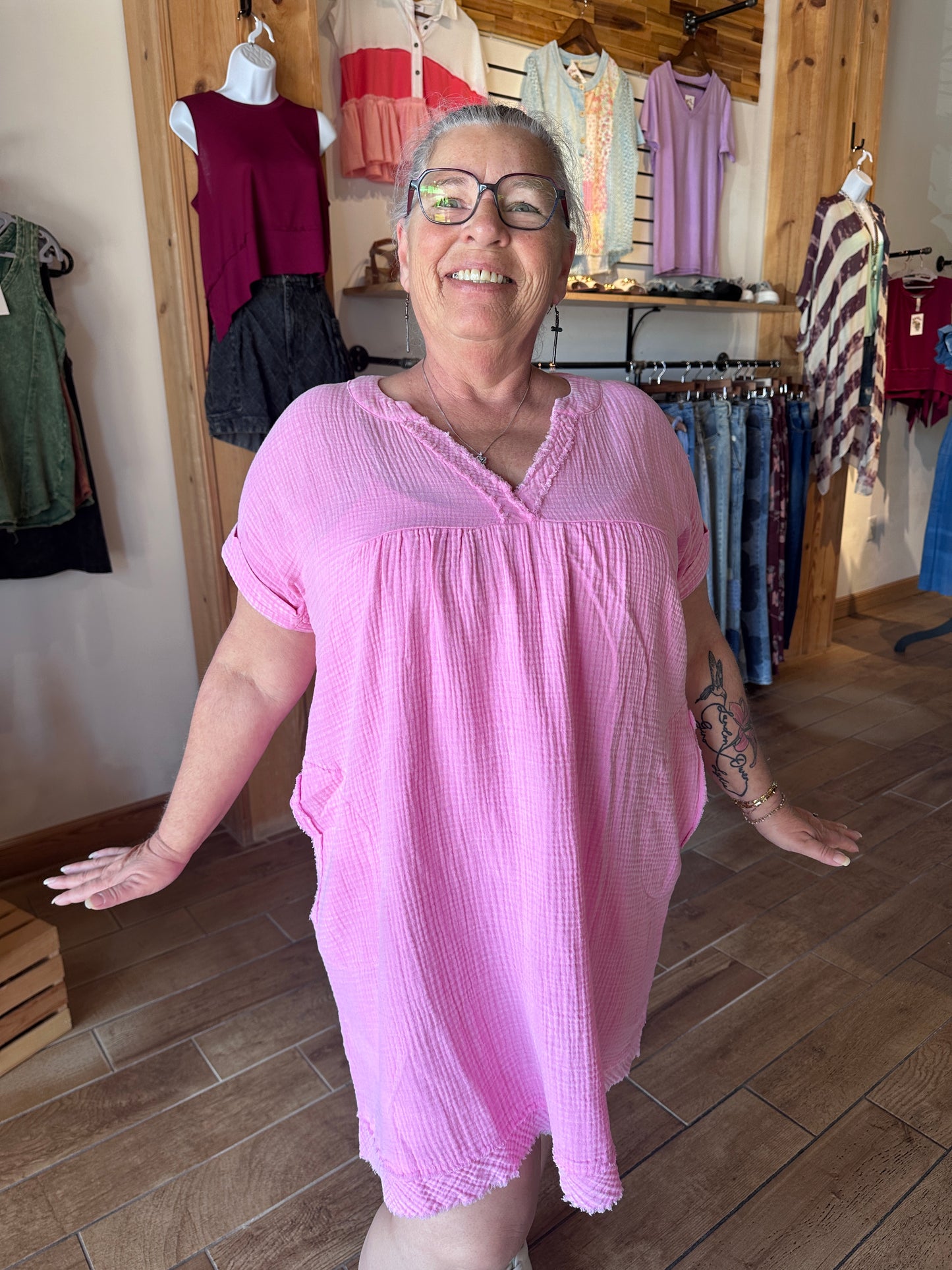 Cotton Gauze Mini Dress