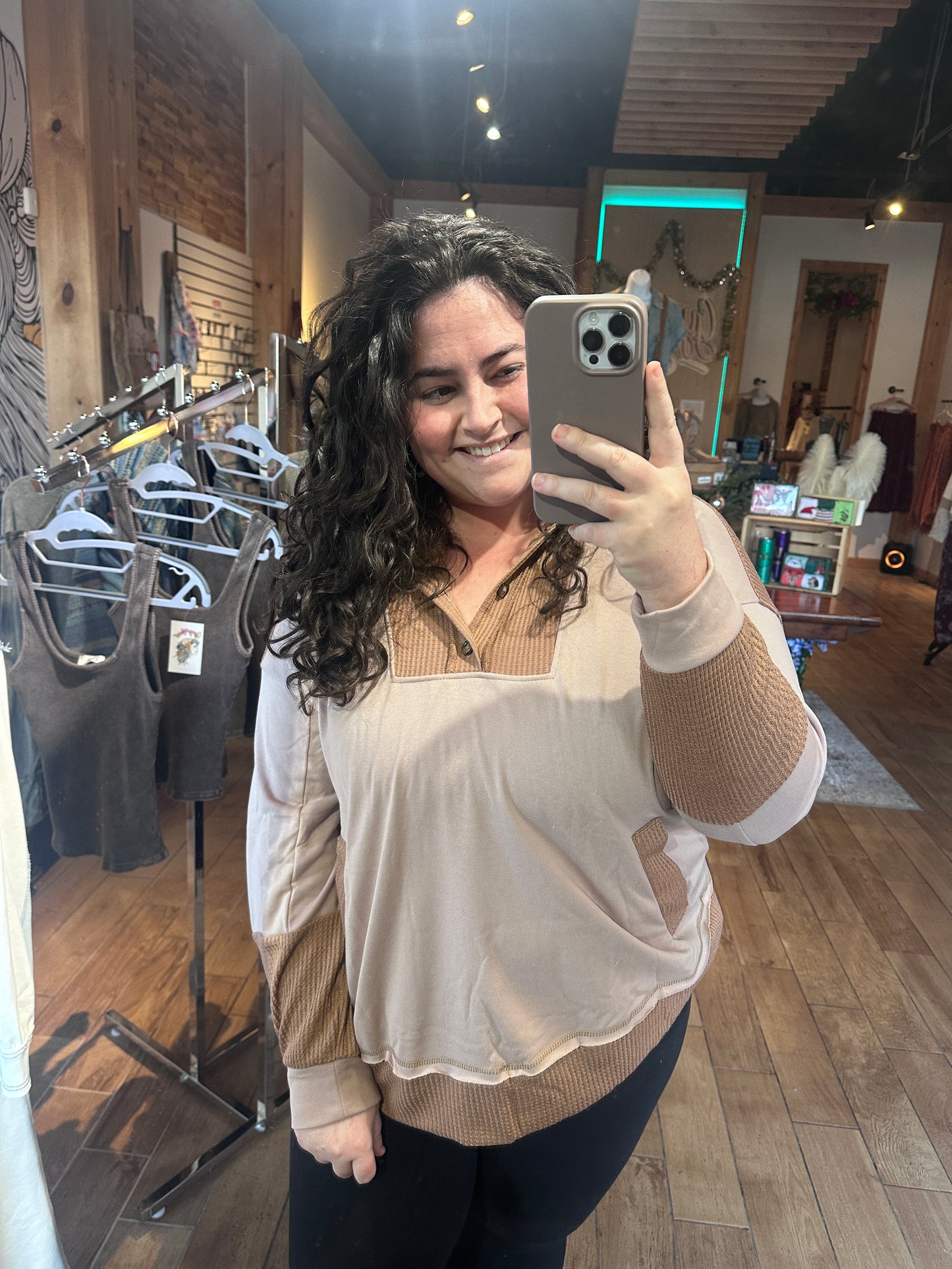 Curvy Waffle Knit Hoodie