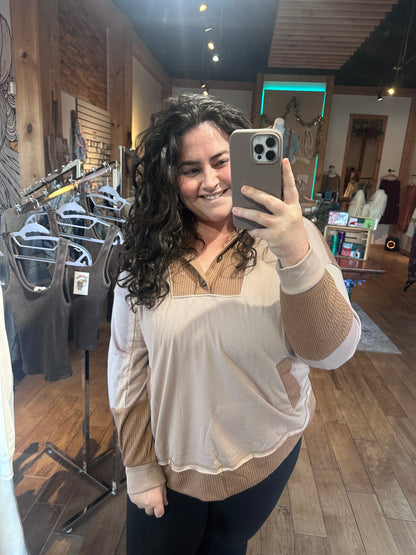 Curvy Waffle Knit Hoodie