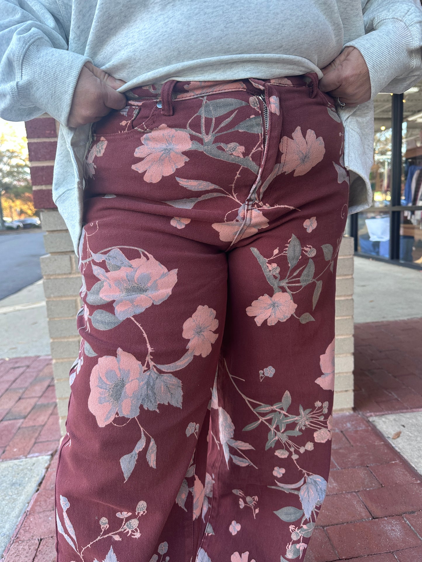 Flower Print Wide Leg Pants (Easel)