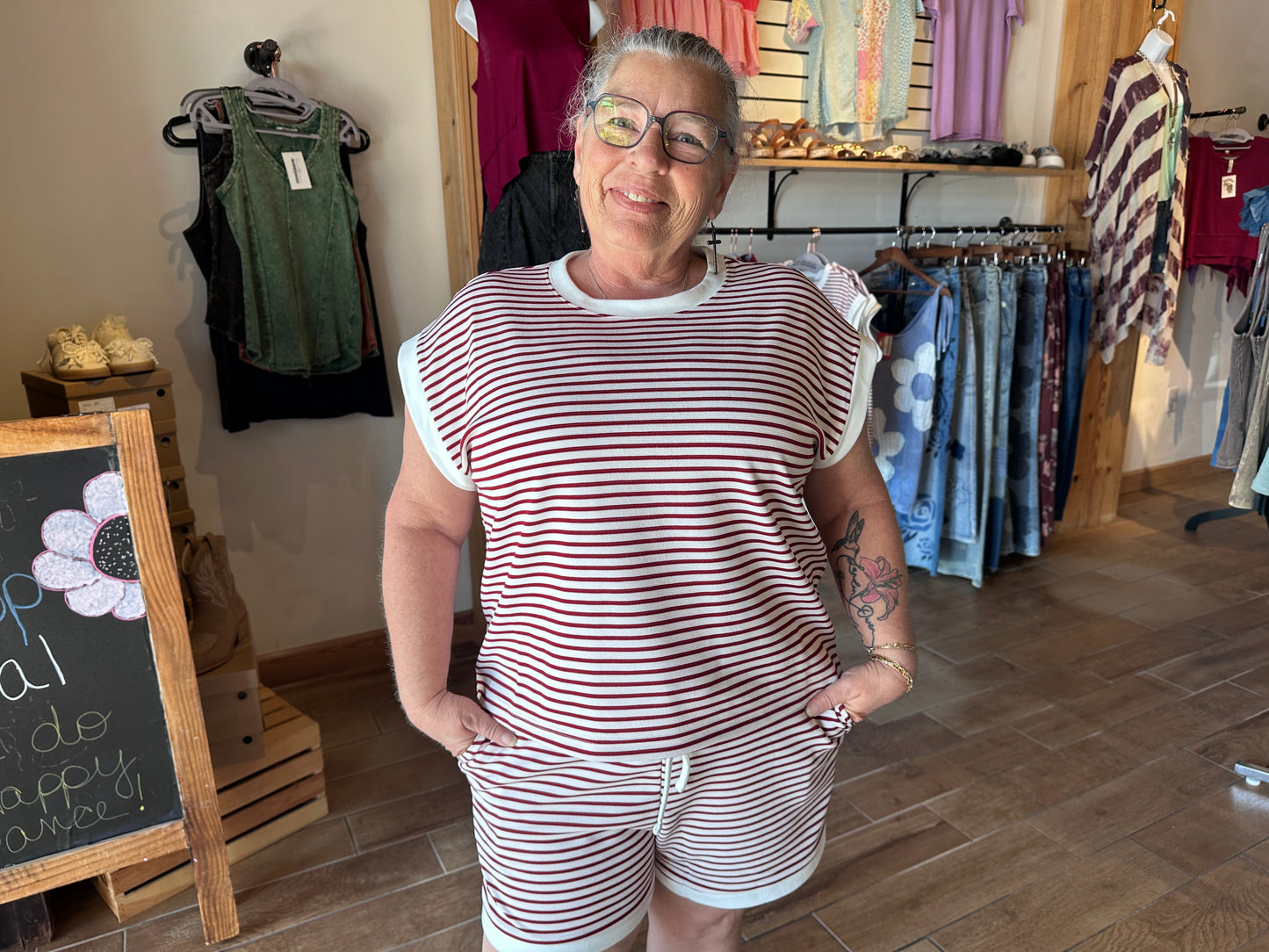 Striped Short Set (Zenana)