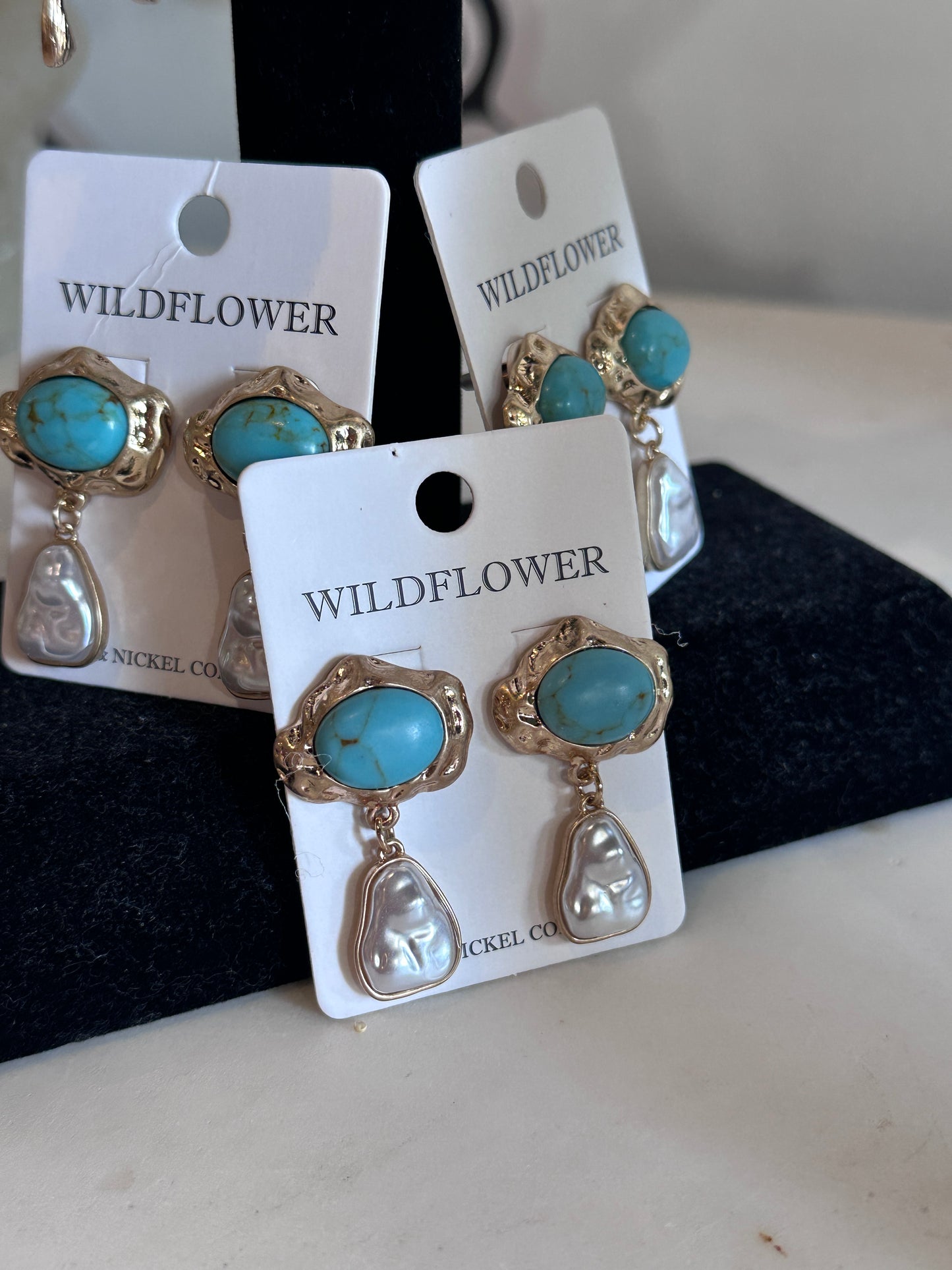 Pearl Drop Earrings with Turquoise