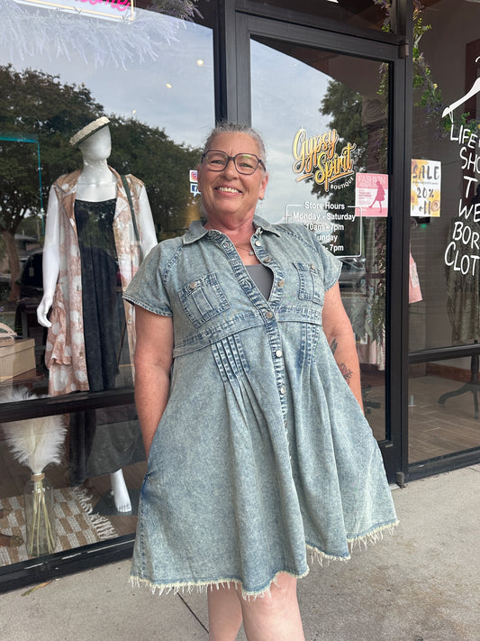 Lydia Raw Edge Denim Dress