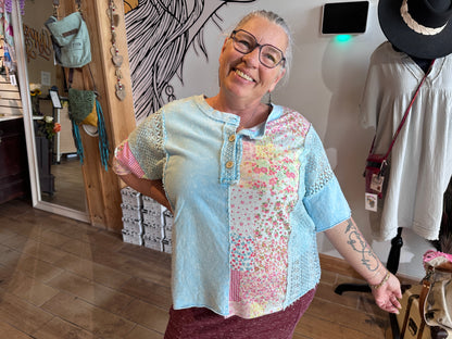 Spring Picnic Henley Top (J.Her)