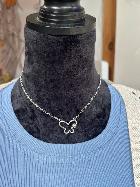 Small Butterfly Necklace Silver