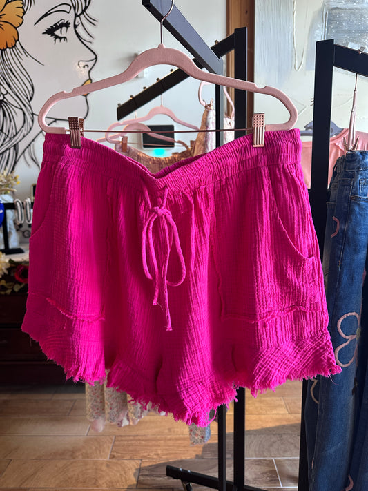Curvy Mineral Washed Pink Shorts (eesome)