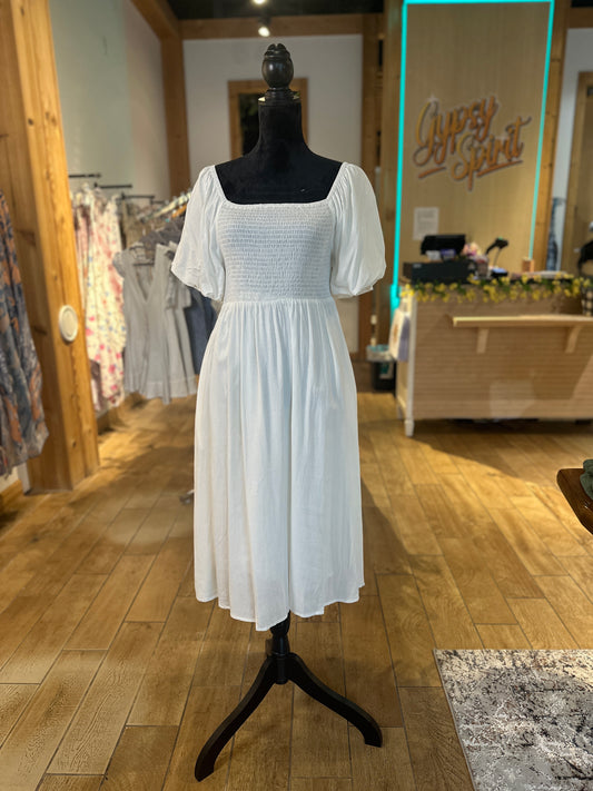 Mocked Square Neck Midi Dress Short Sleeve (ee:some)