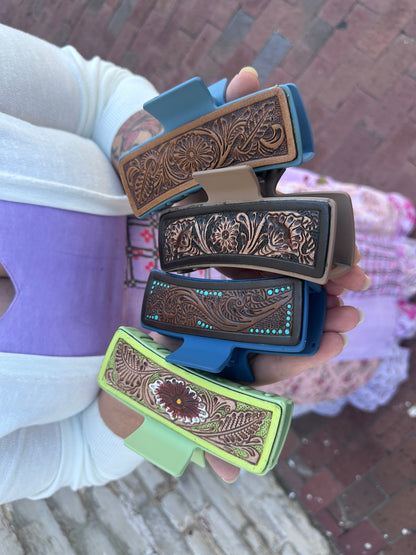 Handtooled Hair Clip (Myra)