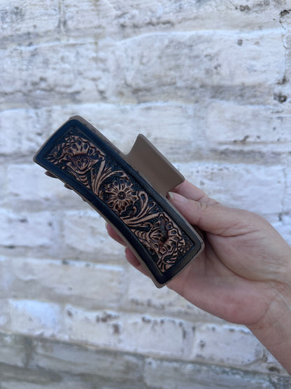 Handtooled Hair Clip (Myra)
