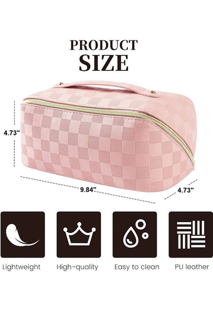 CHECKERED PATTERN MAKEUP BAG SOLID BAG