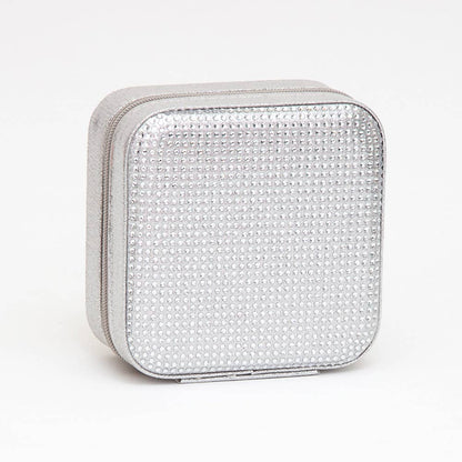 Bling Studded Square Travel Jewelry Organizer Box