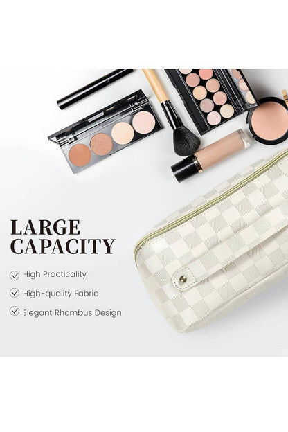 CHECKERED PATTERN MAKEUP BAG SOLID BAG